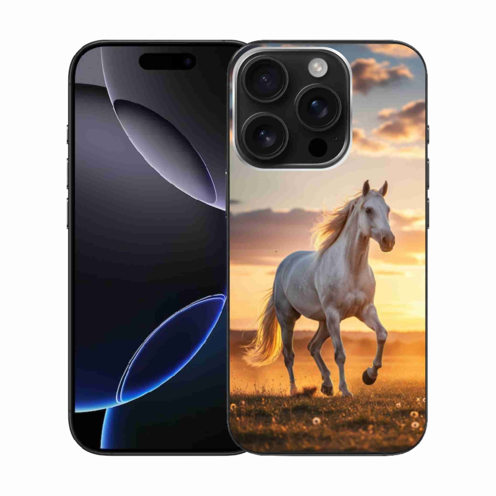 Gélový kryt mmCase na iPhone 16 Pro - bežiaci biely kôň 2
