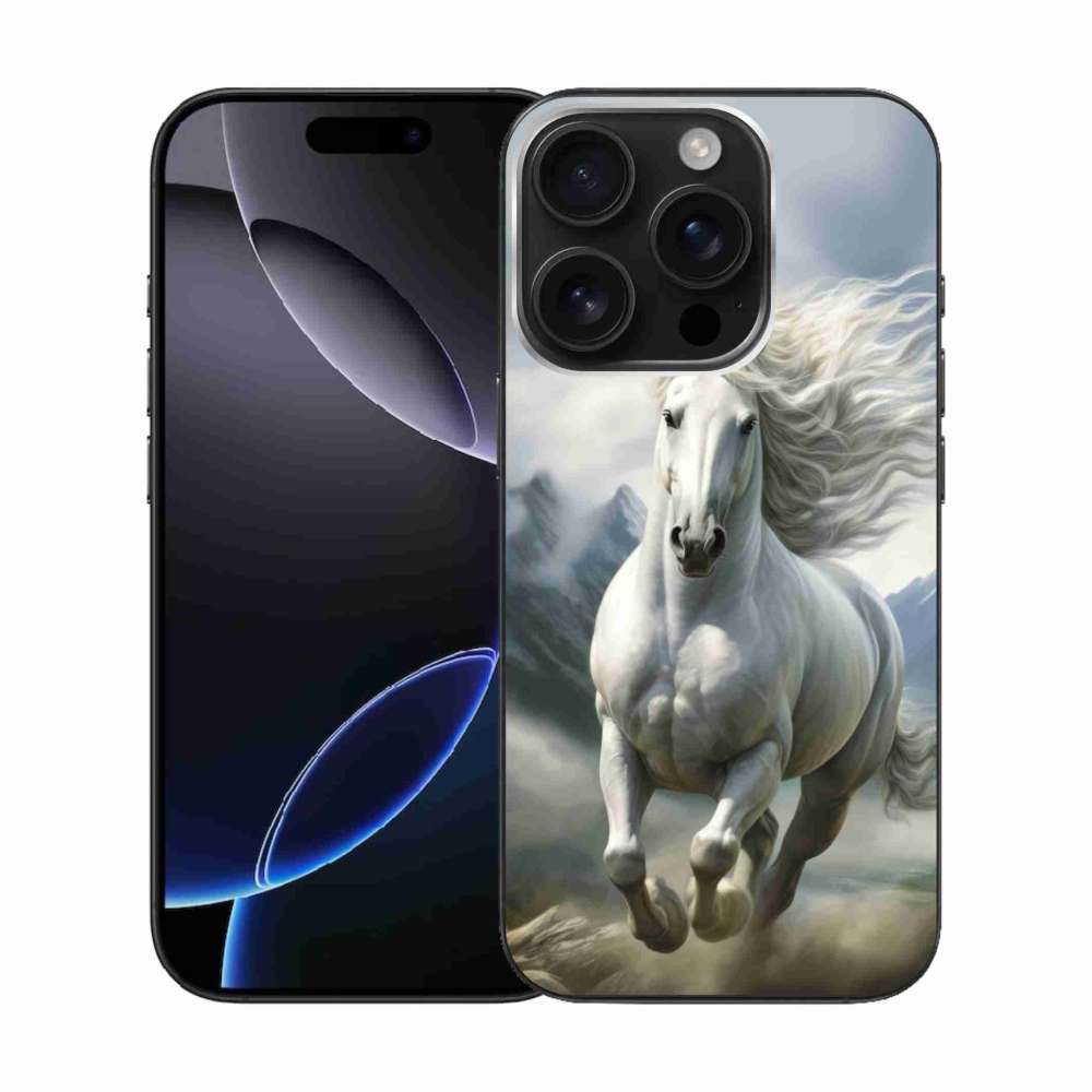 Gélový kryt mmCase na iPhone 16 Pro - bežiaci biely kôň 3
