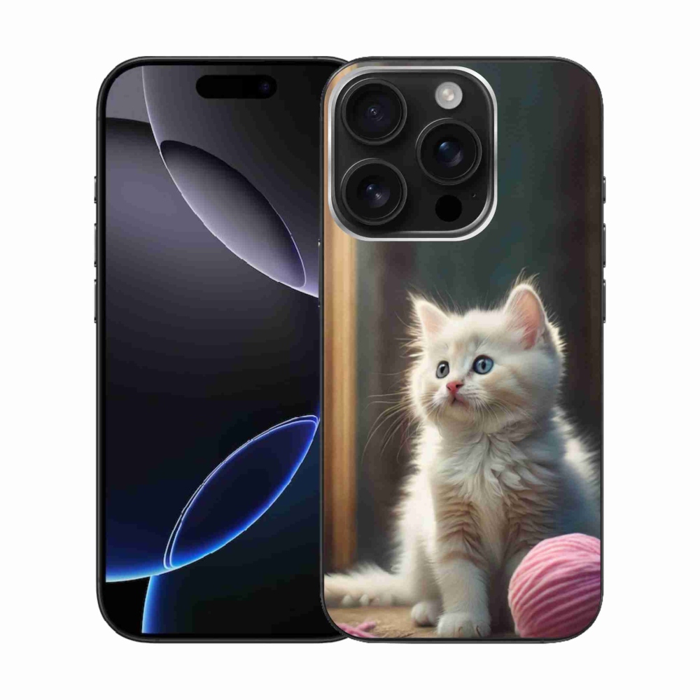 Gélový kryt mmCase na iPhone 16 Pro - biele mačiatko 2