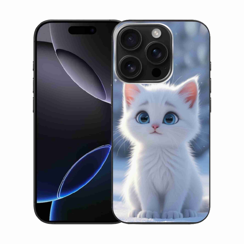 Gélový kryt mmCase na iPhone 16 Pro - biele mačiatko 3