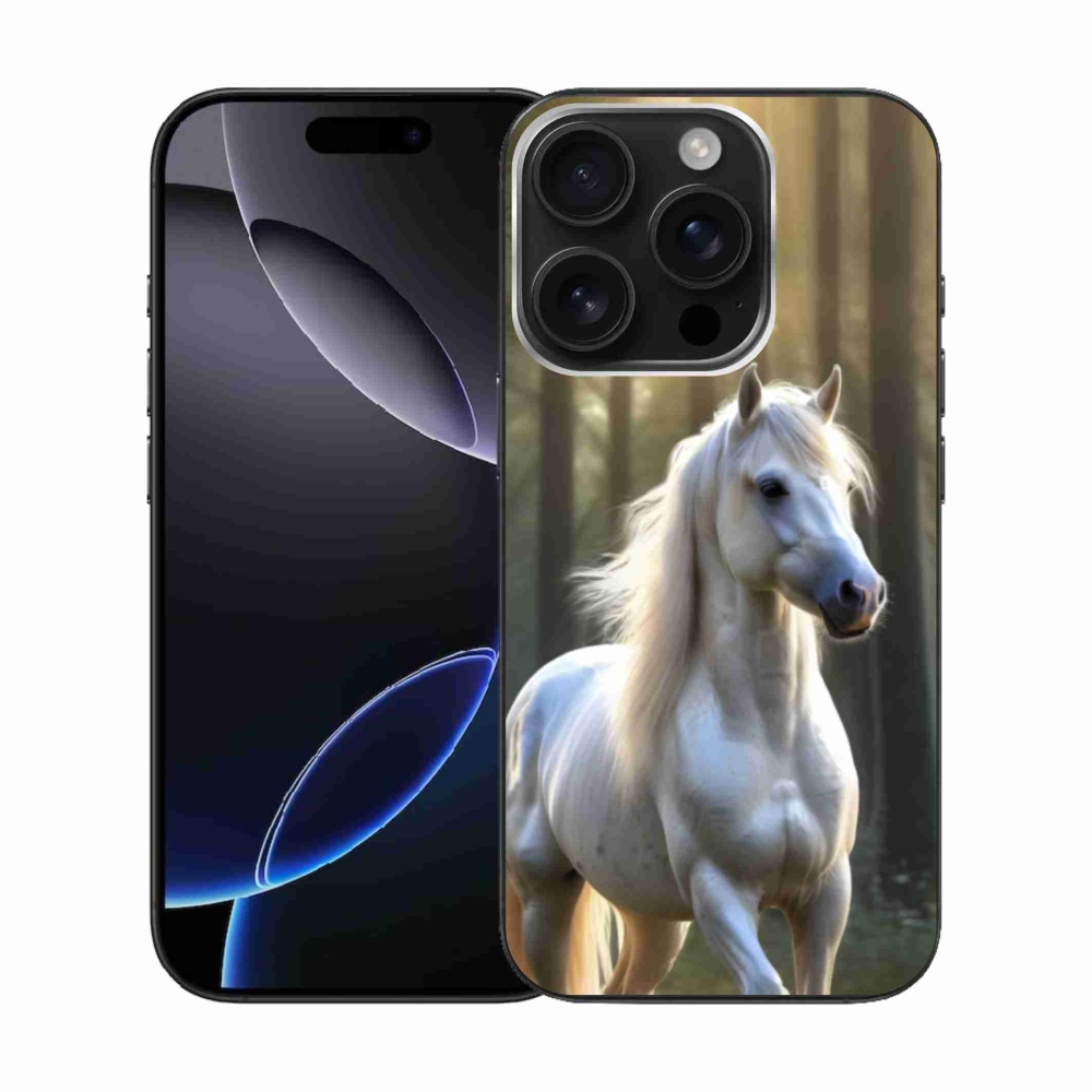 Gélový kryt mmCase na iPhone 16 Pro - biely kôň 3