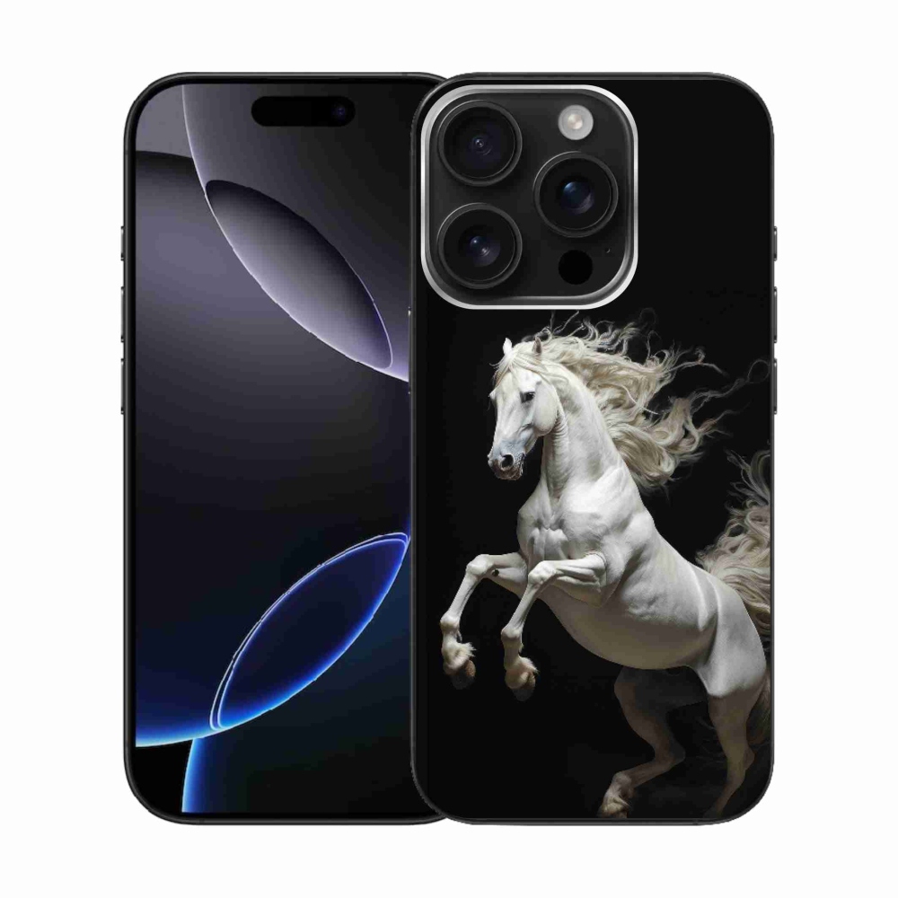 Gélový kryt mmCase na iPhone 16 Pro - biely kôň 4