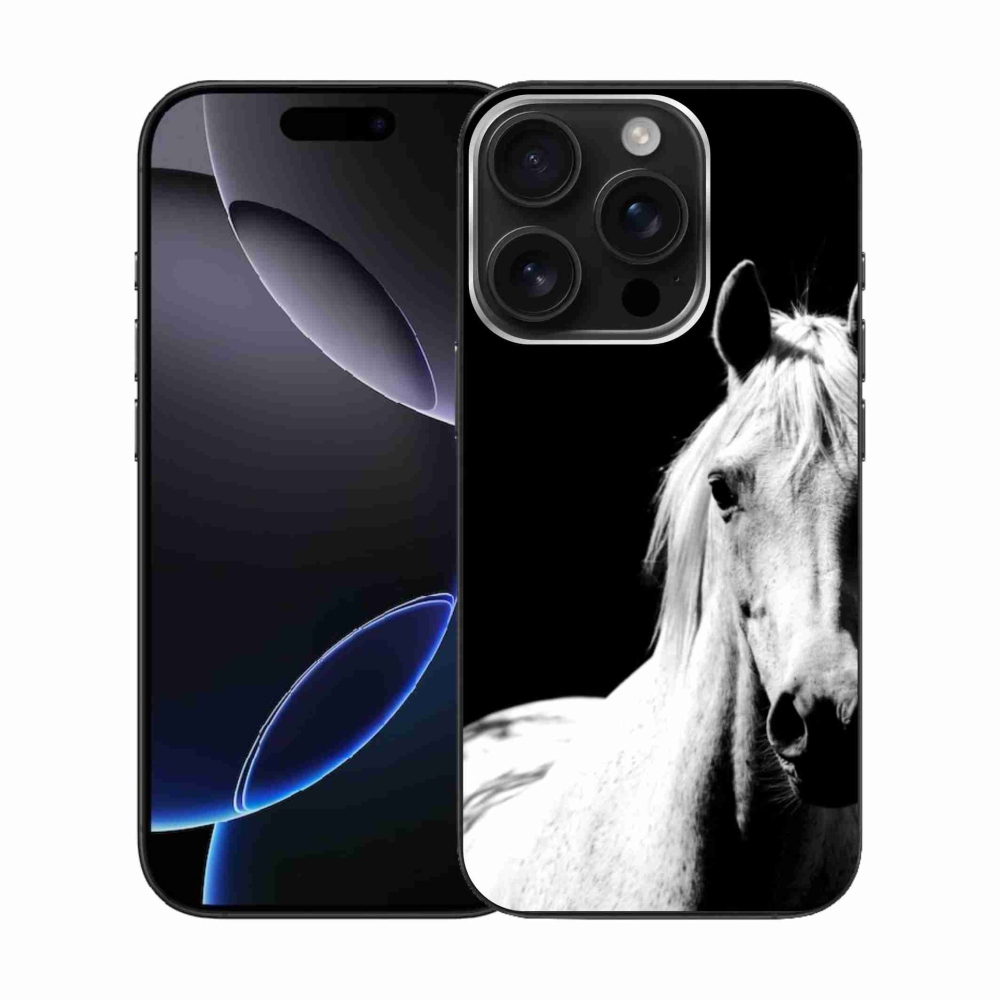 Gélový kryt mmCase na iPhone 16 Pro - biely kôň 5