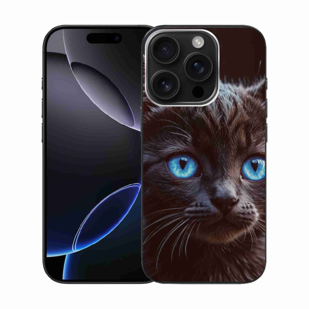 Gélový kryt mmCase na iPhone 16 Pro - čierne mačiatko 2