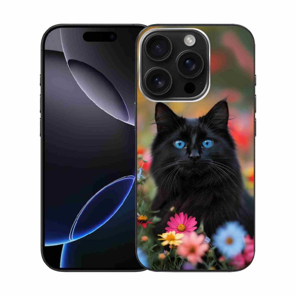 Gélový kryt mmCase na iPhone 16 Pro - čierne mačiatko 4
