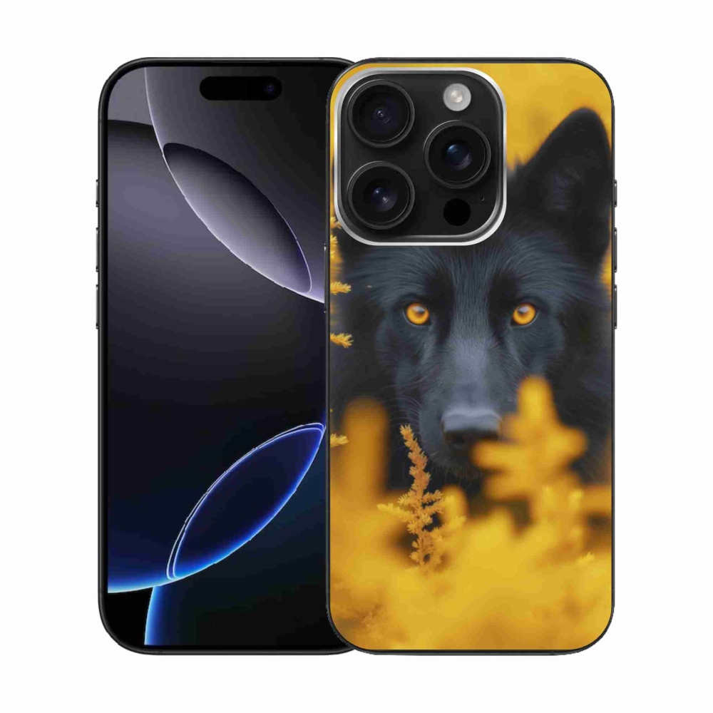 Gélový kryt mmCase na iPhone 16 Pro - čierny vlk 2