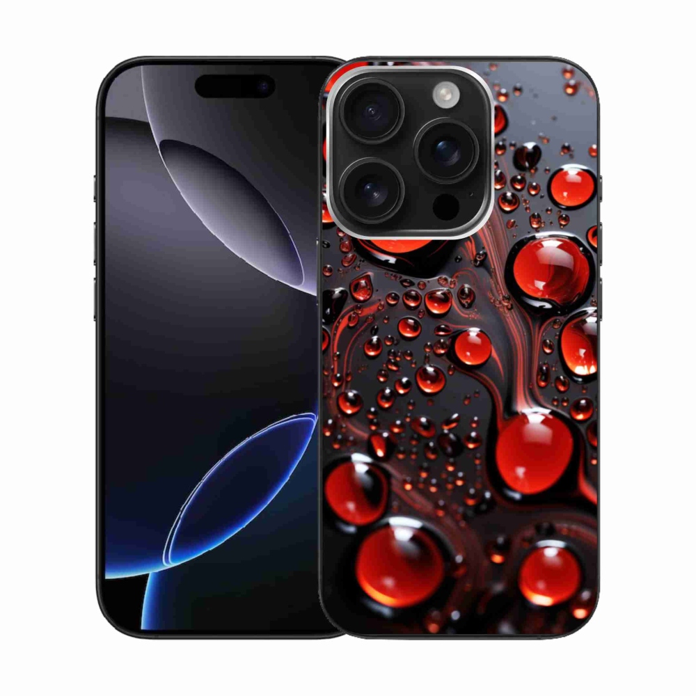 Gélový kryt mmCase na iPhone 16 Pro - červené kvapky 2