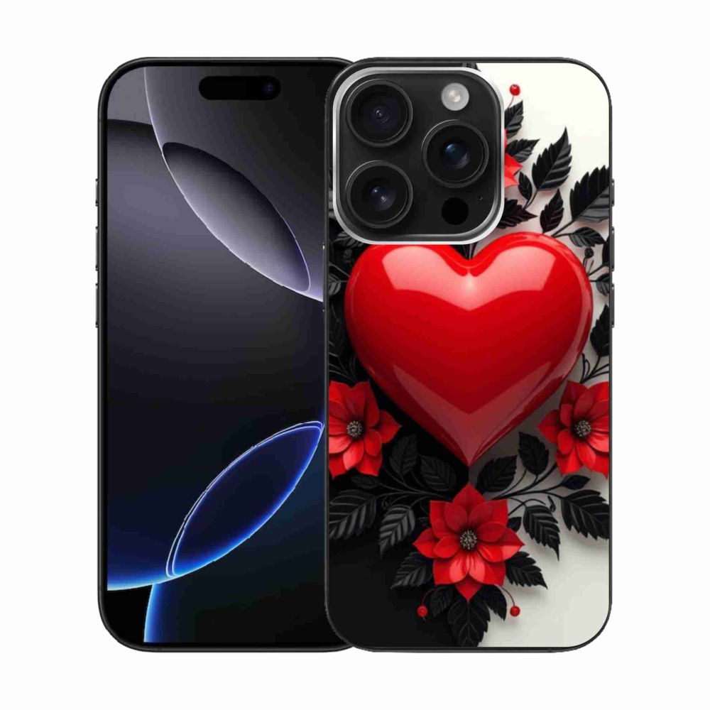 Gélový kryt mmCase na iPhone 16 Pro - červené srdce