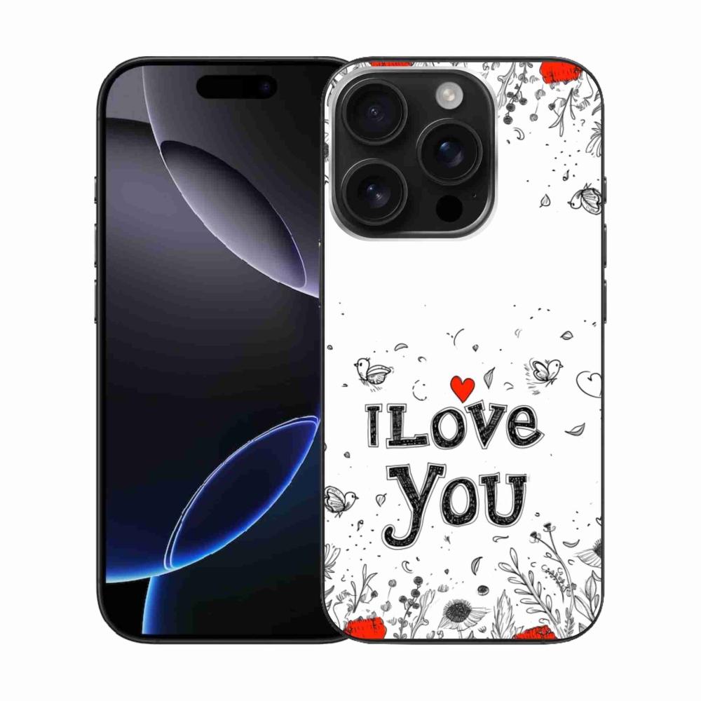 Gélový kryt mmCase na iPhone 16 Pro - I love you biele pozadie