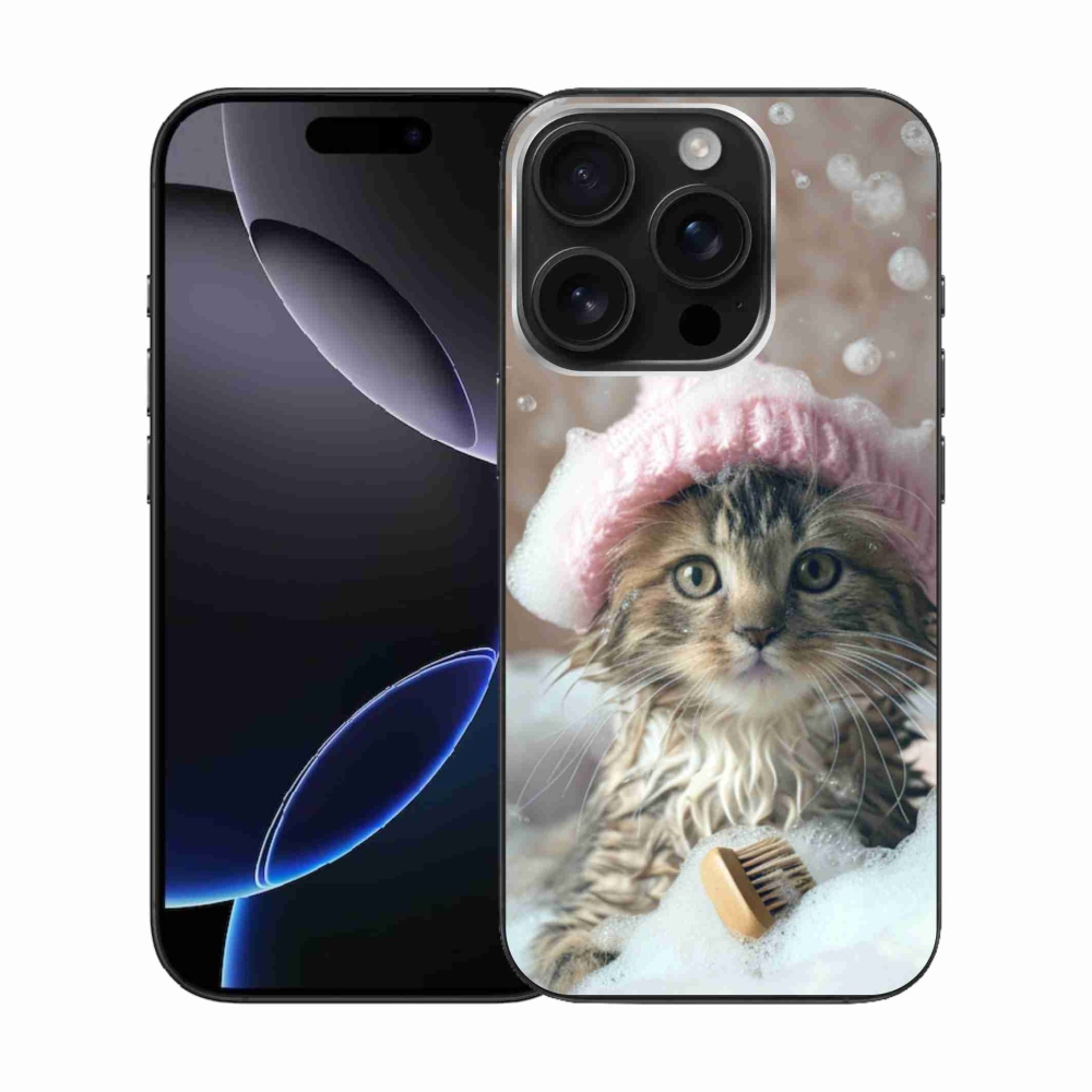 Gélový kryt mmCase na iPhone 16 Pro - mačiatko a kúpeľ