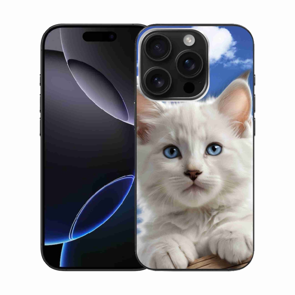 Gélový kryt mmCase na iPhone 16 Pro - mačiatko a oblaky