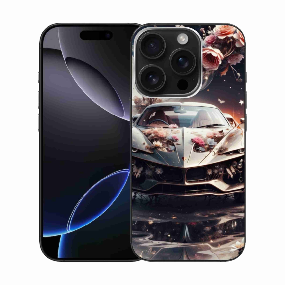 Gélový kryt mmCase na iPhone 16 Pro - kvetinový športový automobil