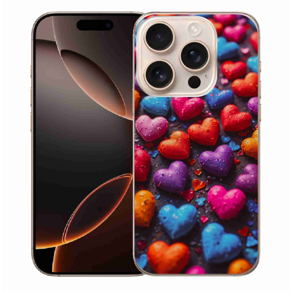 Gélový kryt mmCase na iPhone 16 Pro Max - farebné srdcia