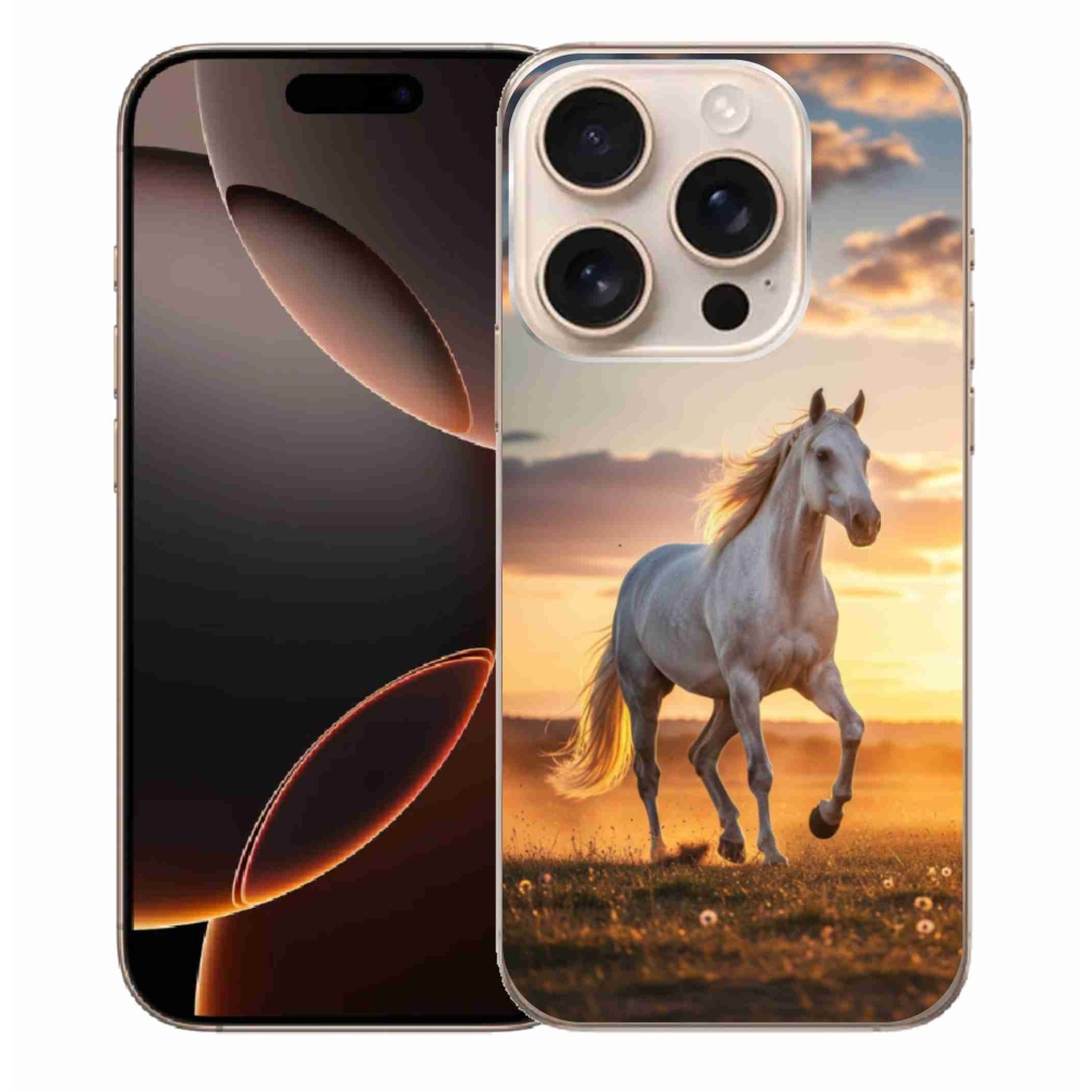 Gélový kryt mmCase na iPhone 16 Pro Max - bežiaci biely kôň 2
