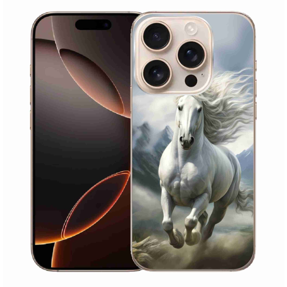 Gélový kryt mmCase na iPhone 16 Pro Max - bežiaci biely kôň 3