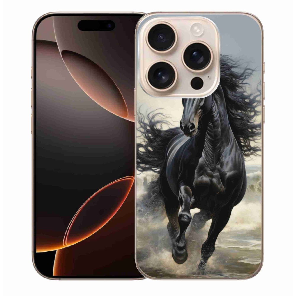Gélový kryt mmCase na iPhone 16 Pro Max - bežiaci čierny kôň