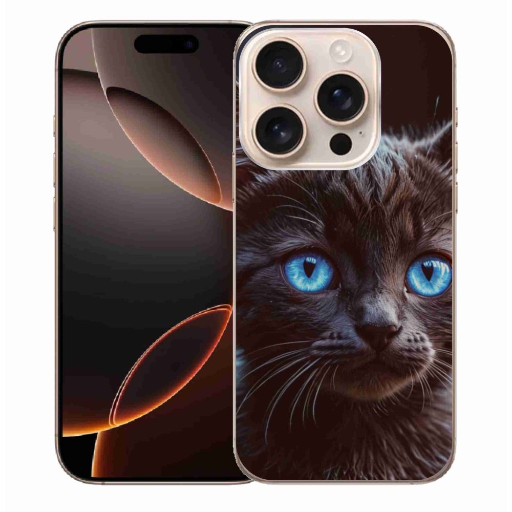 Gélový kryt mmCase na iPhone 16 Pro Max - čierne mačiatko 2