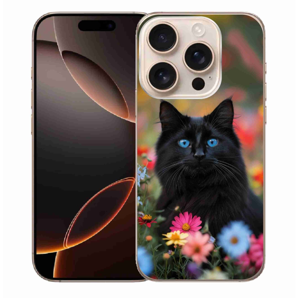 Gélový kryt mmCase na iPhone 16 Pro Max - čierne mačiatko 4
