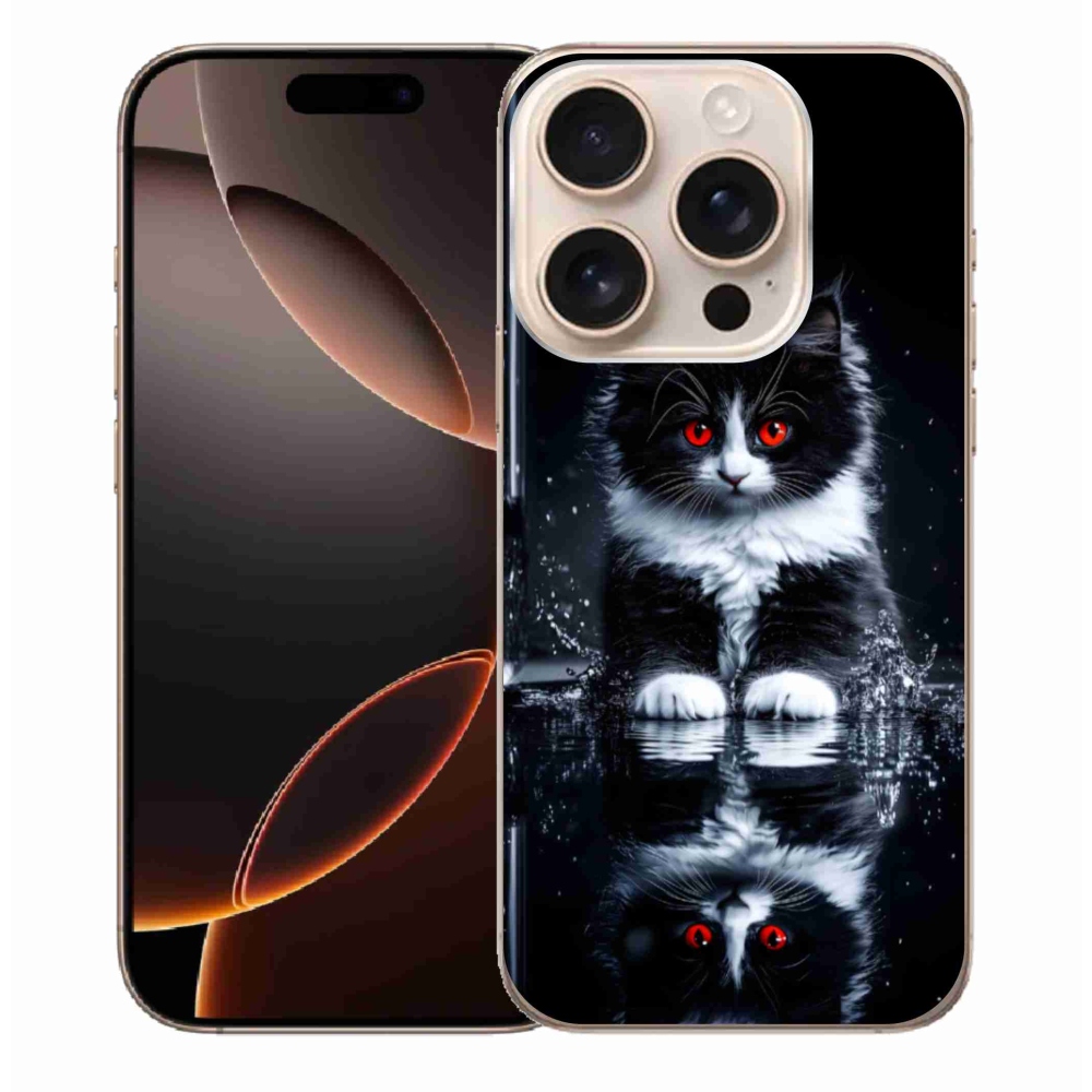 Gélový kryt mmCase na iPhone 16 Pro Max - čiernobiele mačiatko