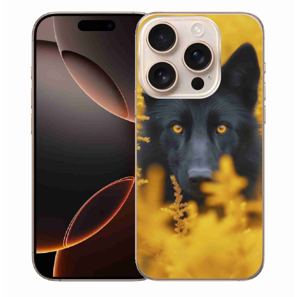 Gélový kryt mmCase na iPhone 16 Pro Max - čierny vlk 2
