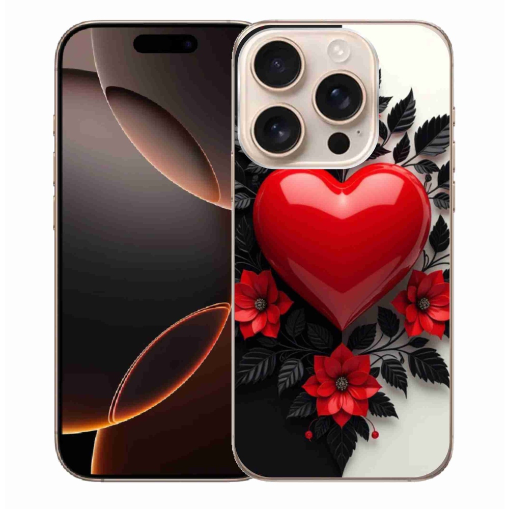 Gélový kryt mmCase na iPhone 16 Pro Max - červené srdce