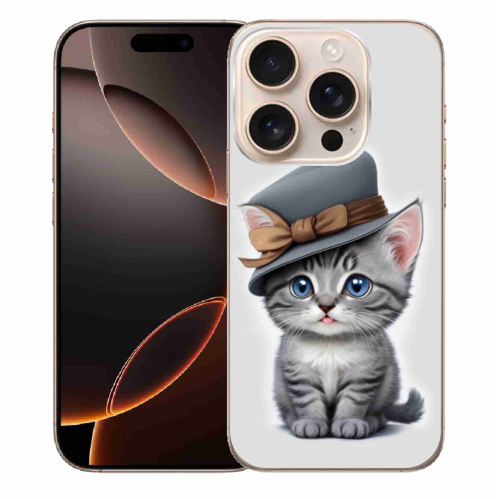 Gélový kryt mmCase na iPhone 16 Pro Max - mačiatko s klobúkom