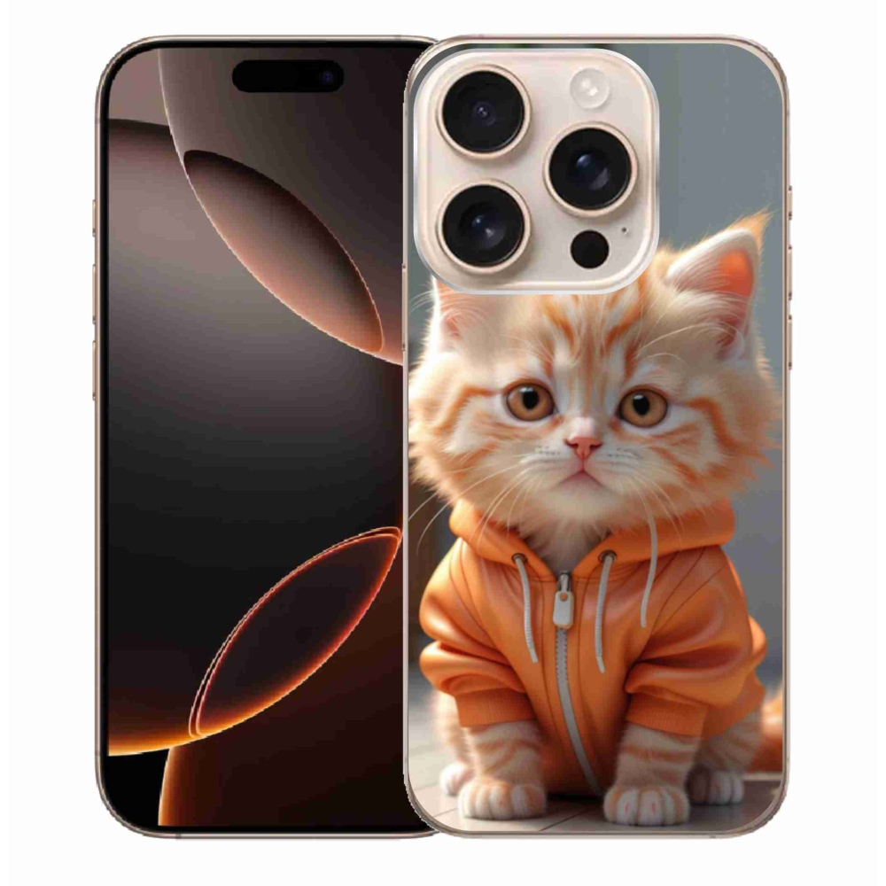 Gélový kryt mmCase na iPhone 16 Pro Max - mačiatko v mikine