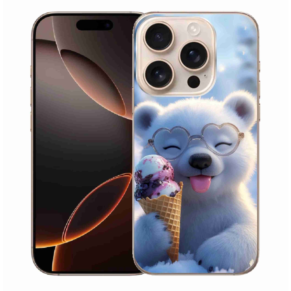 Gélový kryt mmCase na iPhone 16 Pro Max - medvedík so zmrzlinou