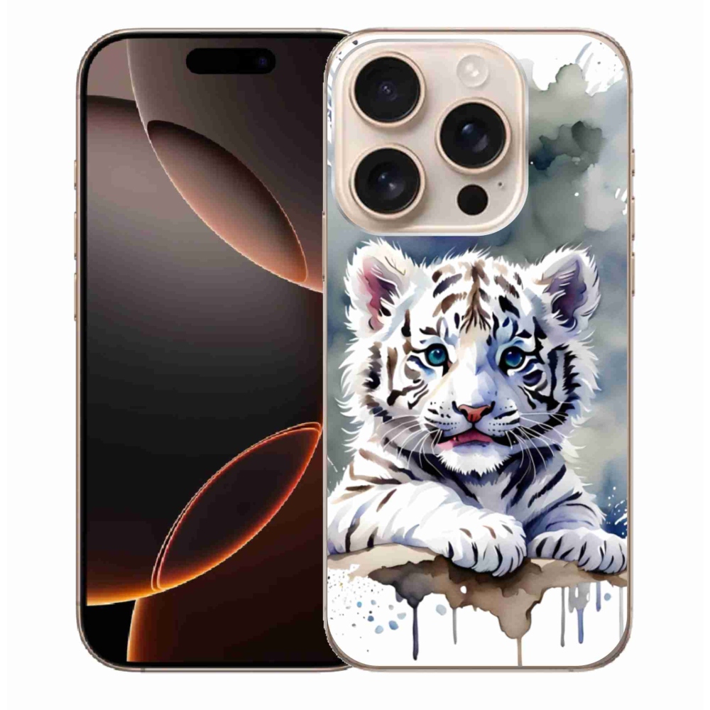 Gélový kryt mmCase na iPhone 16 Pro Max - mláďa bieleho tigra