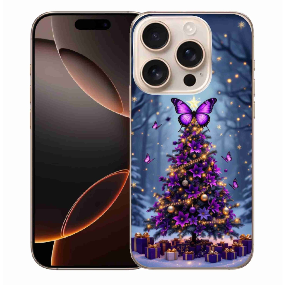 Gélový kryt mmCase na iPhone 16 Pro Max - motýlí vianočný stromček
