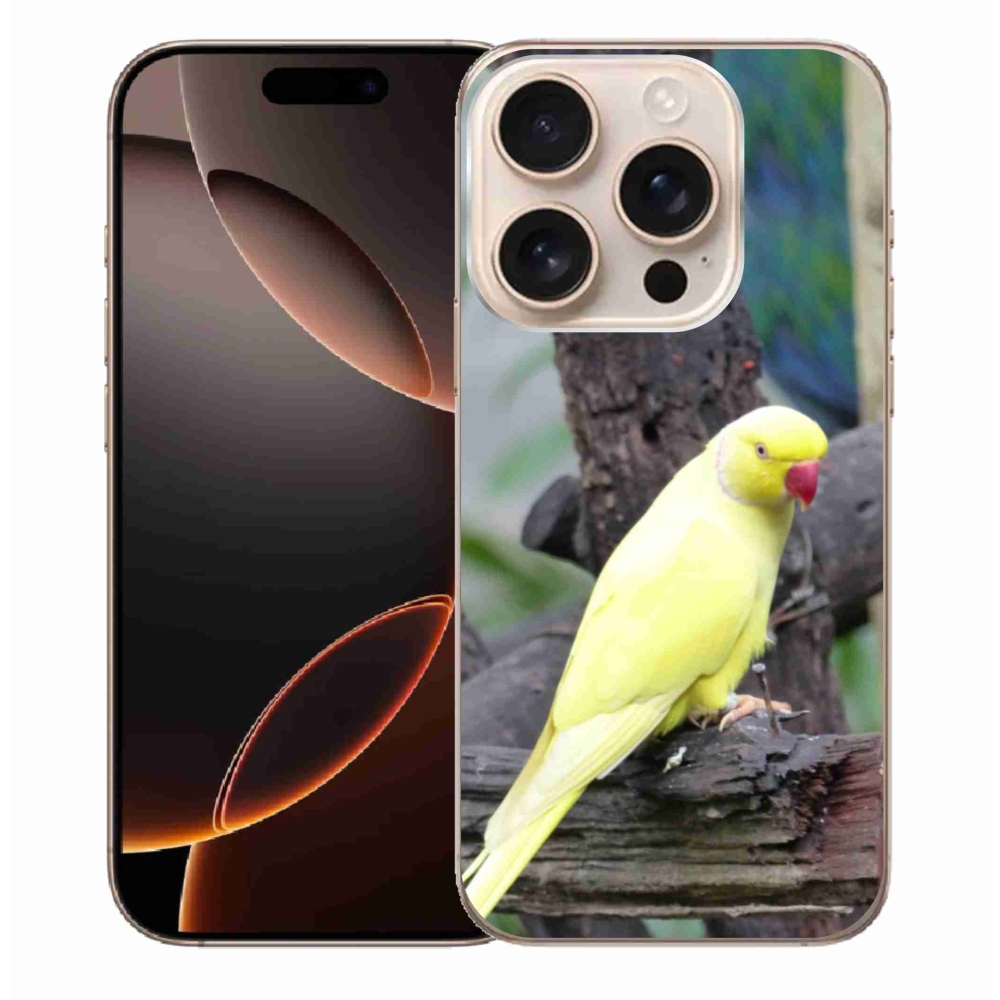Gélový kryt mmCase na iPhone 16 Pro Max - papagáj alexander žltý