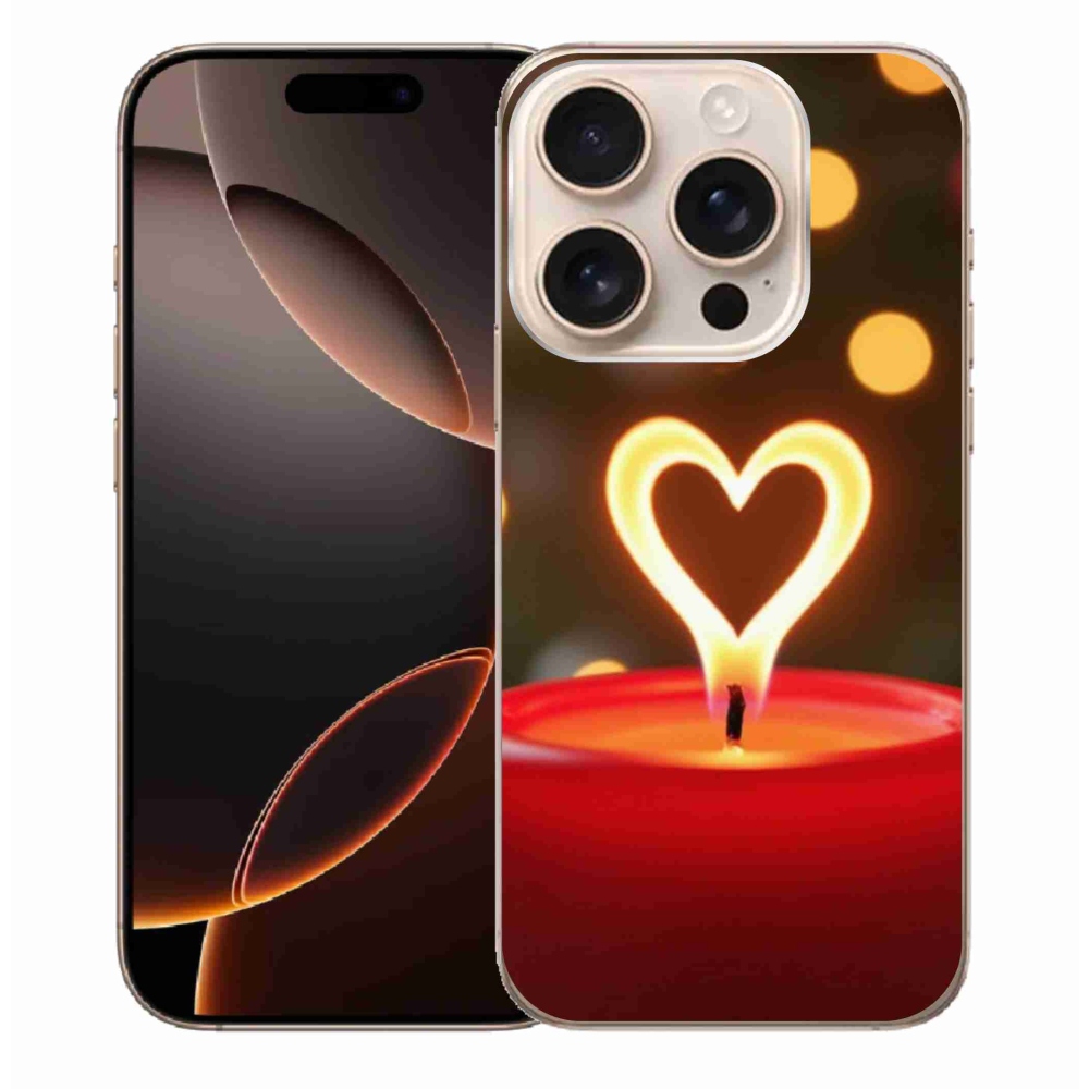 Gélový kryt mmCase na iPhone 16 Pro Max - srdce z plameňa
