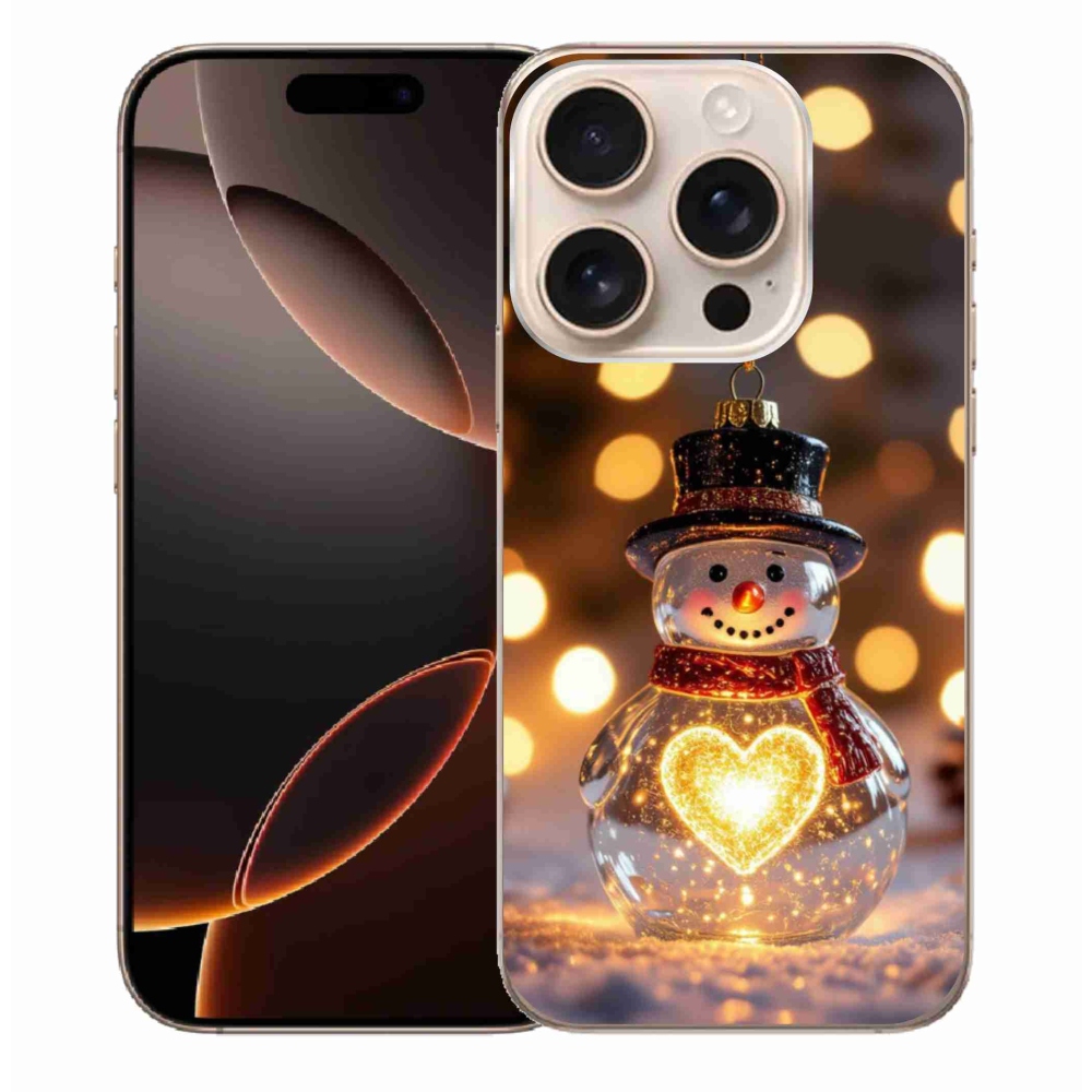 Gélový kryt mmCase na iPhone 16 Pro Max - svietiaci vianočný snehuliak