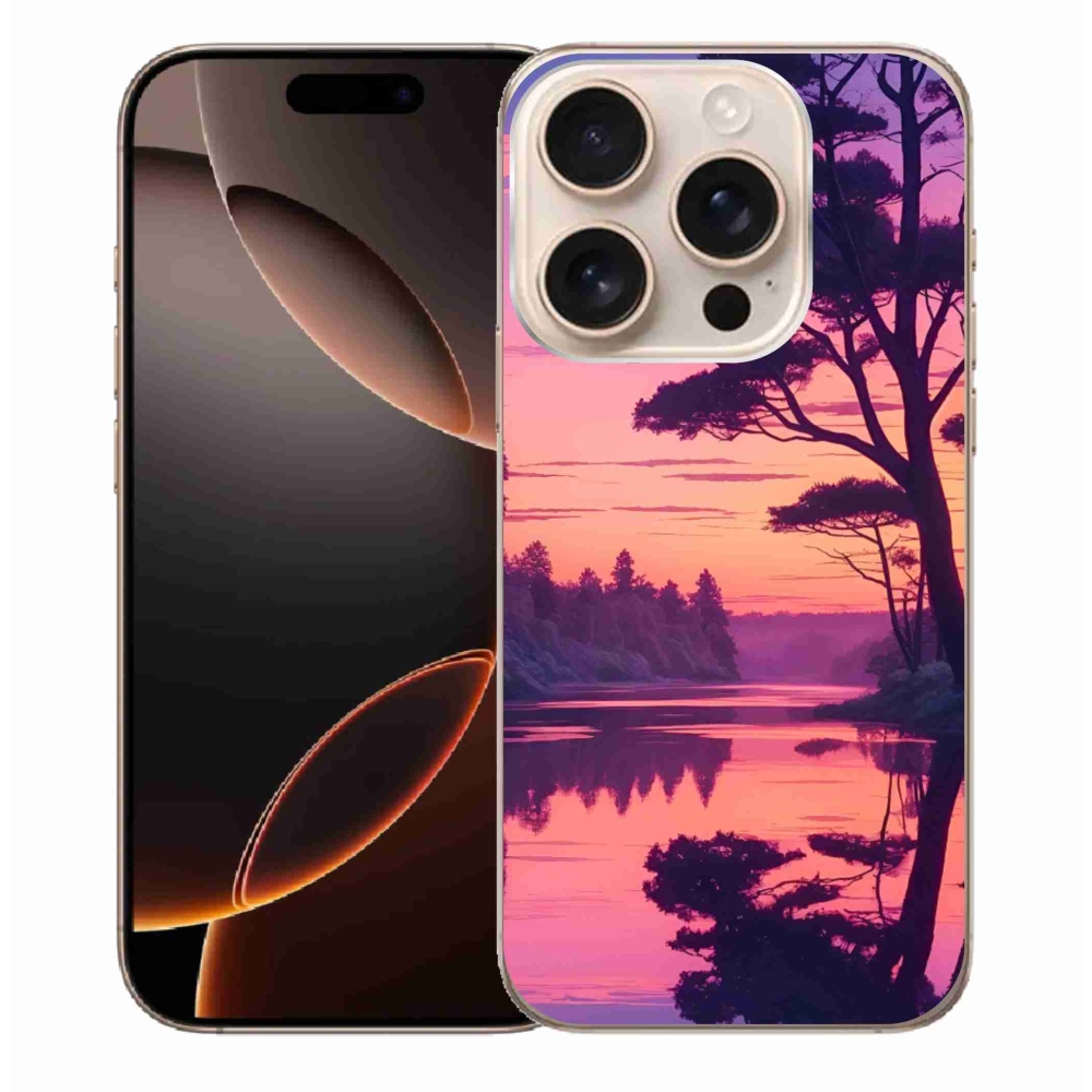 Gélový kryt mmCase na iPhone 16 Pro Max - západ slnka nad jazerom