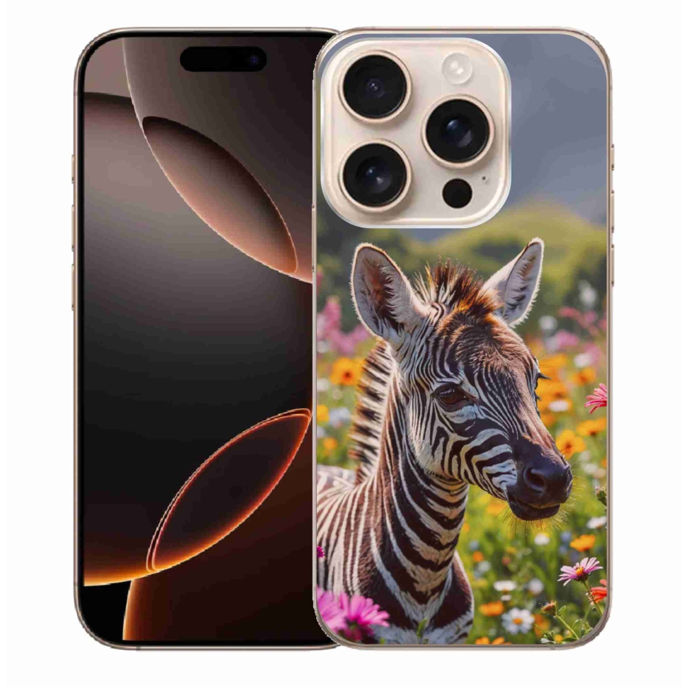 Gélový kryt mmCase na iPhone 16 Pro Max - zebra na lúke