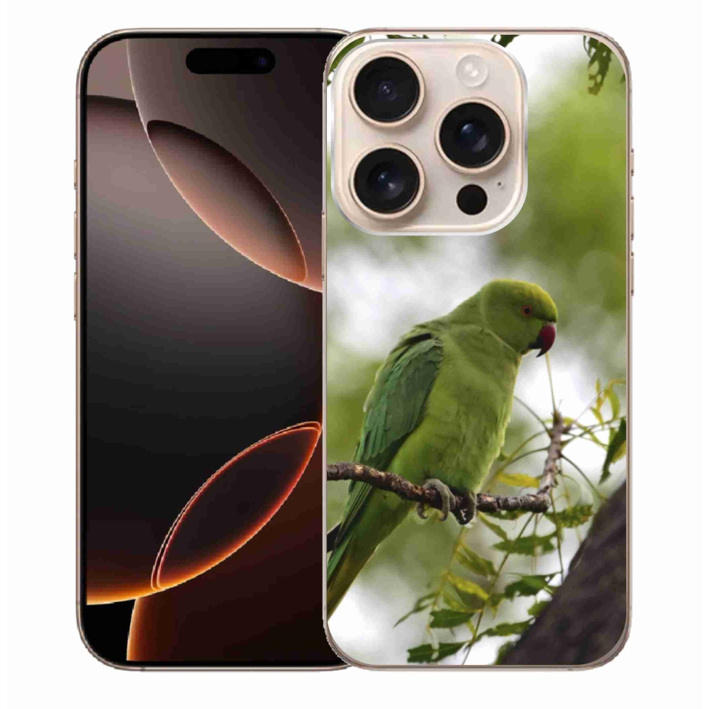 Gélový kryt mmCase na iPhone 16 Pro Max - zelený papagáj