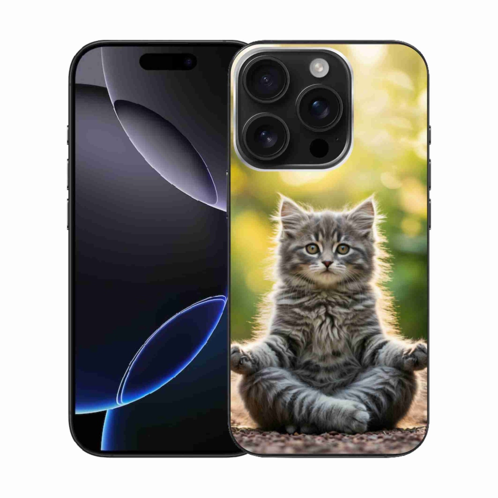 Gélový kryt mmCase na iPhone 16 Pro - meditujúce mačiatko