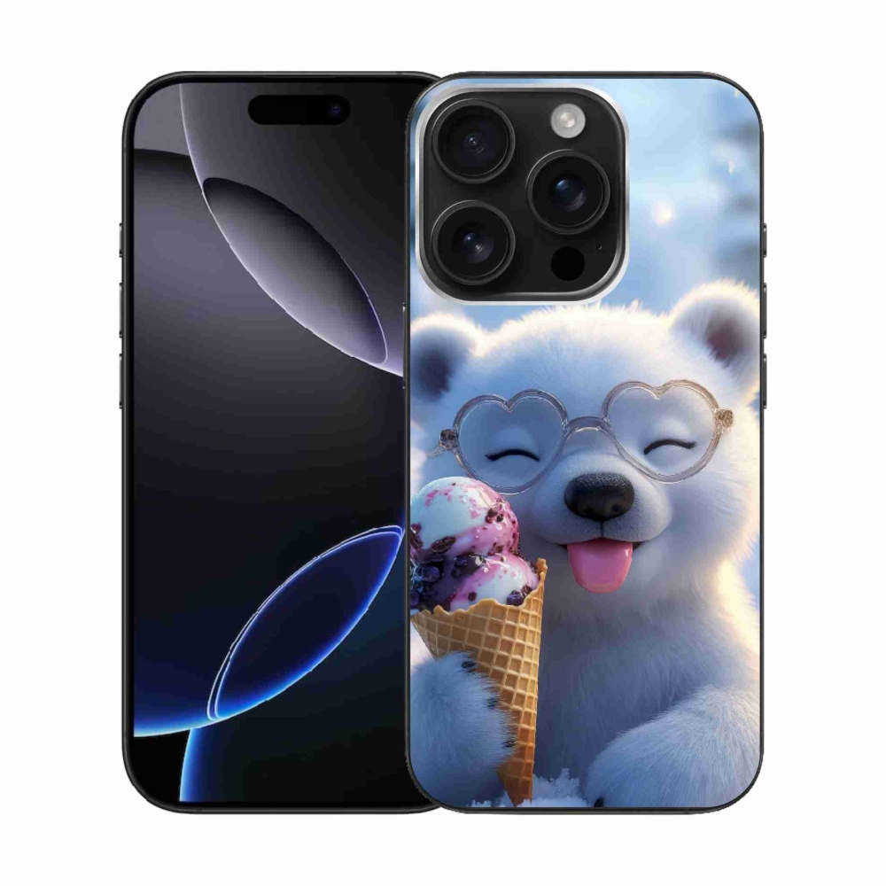 Gélový kryt mmCase na iPhone 16 Pro - medvedík so zmrzlinou