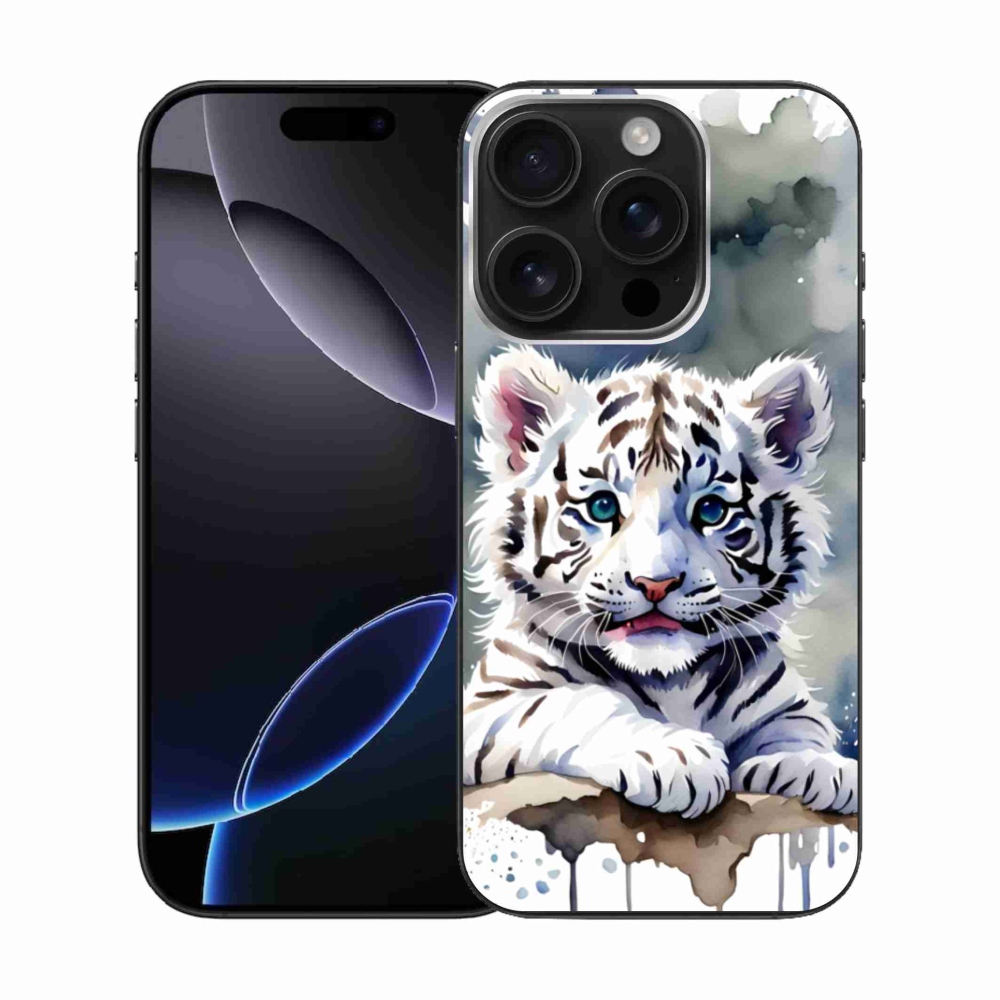 Gélový kryt mmCase na iPhone 16 Pro - mláďa bieleho tigra