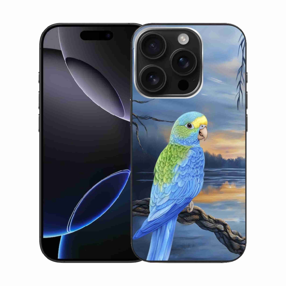 Gélový kryt mmCase na iPhone 16 Pro - modrý papagáj