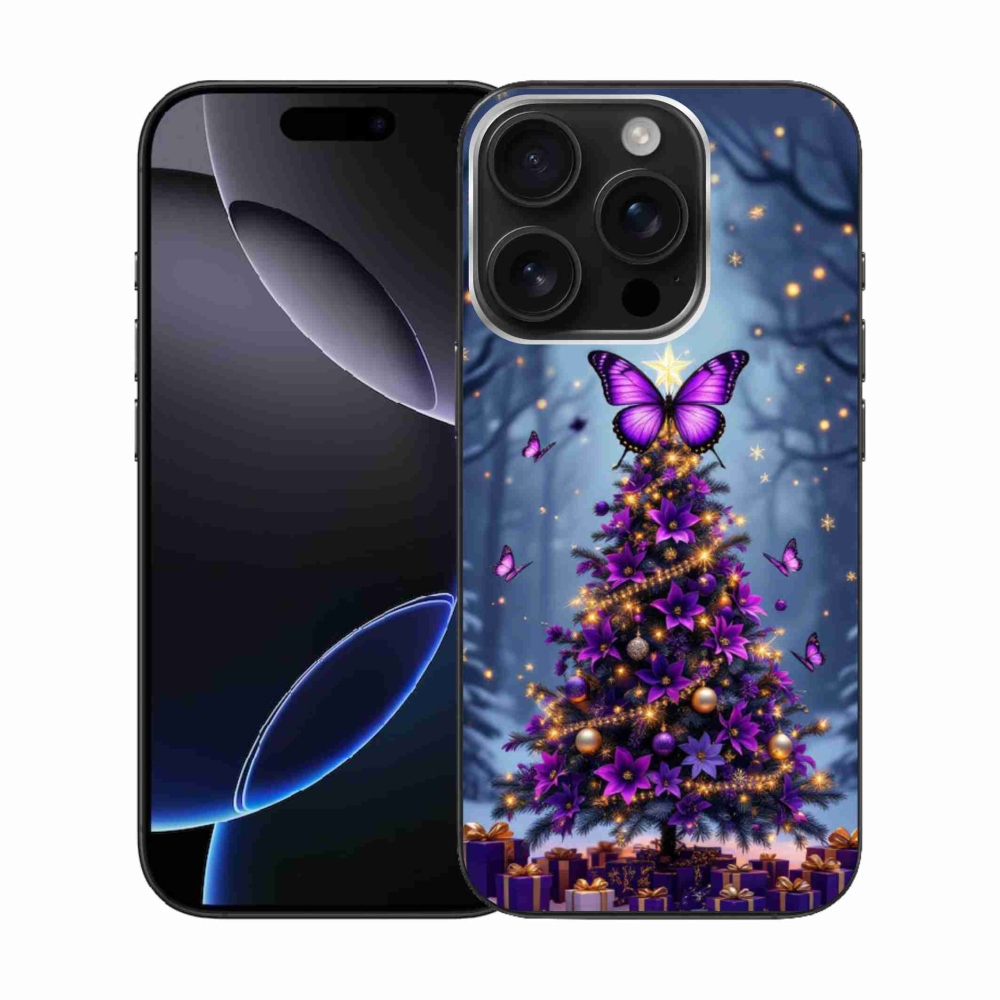 Gélový kryt mmCase na iPhone 16 Pro - motýlí vianočný stromček