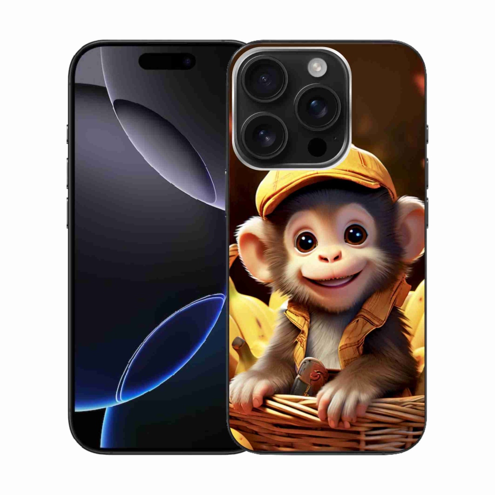 Gélový kryt mmCase na iPhone 16 Pro - opice v košíku