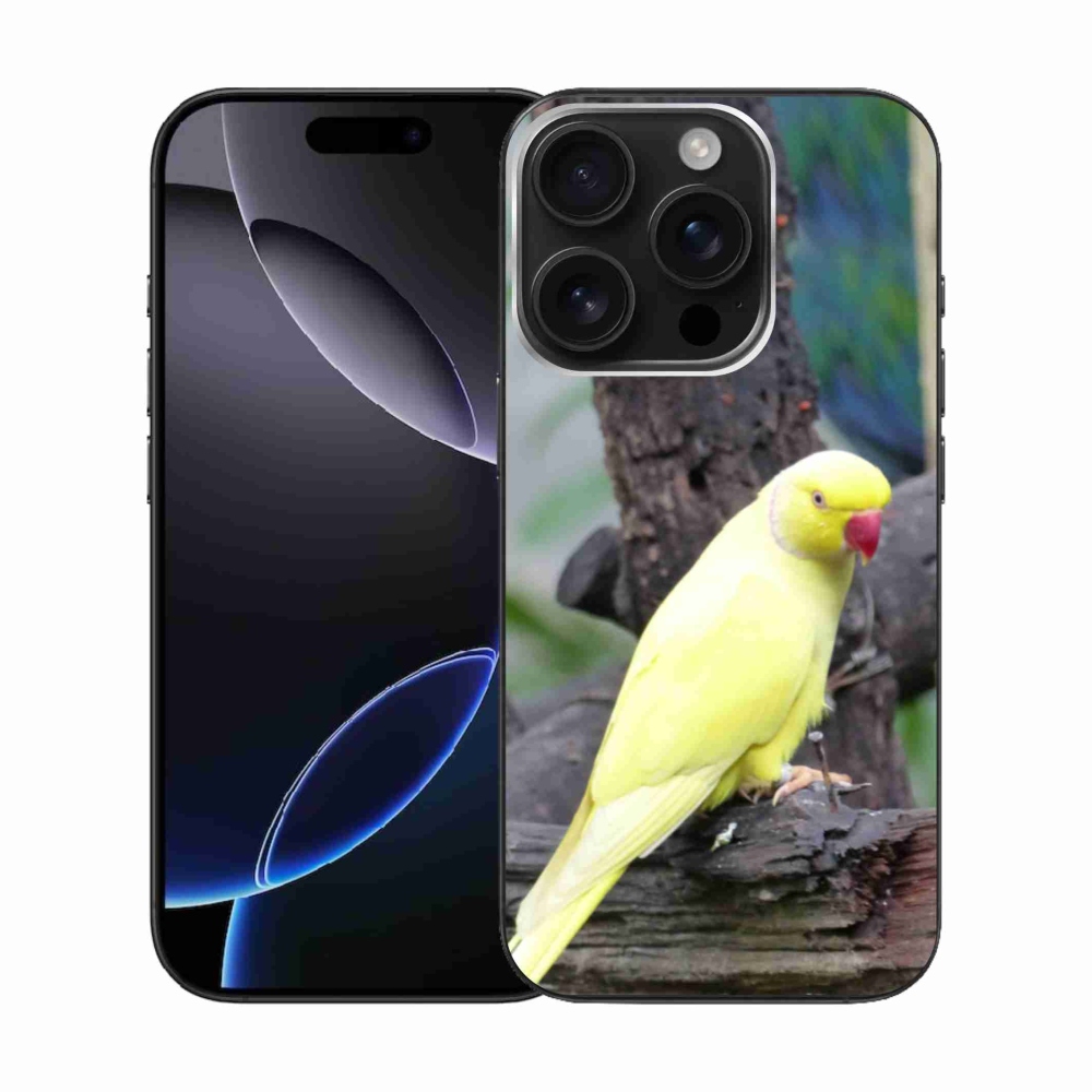 Gélový kryt mmCase na iPhone 16 Pro - papagáj alexander žltý