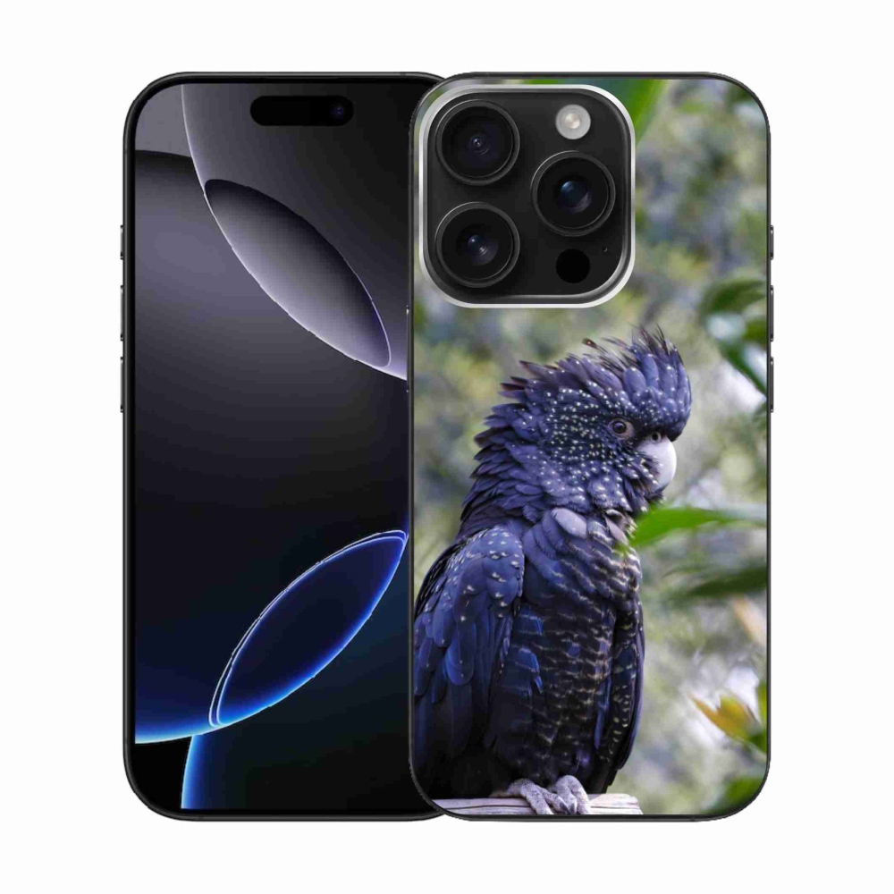 Gélový kryt mmCase na iPhone 16 Pro - papagáj kakadu čierny