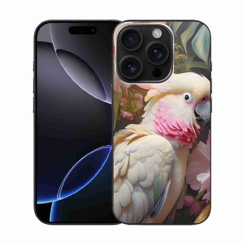 Gélový kryt mmCase na iPhone 16 Pro - papagáj kakadu ružový 2