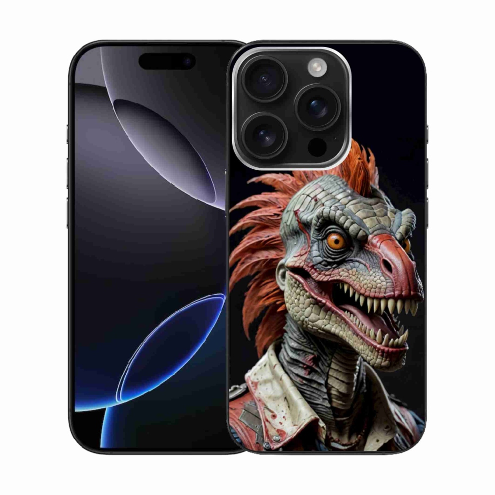 Gélový kryt mmCase na iPhone 16 Pro - punk dinosaurus