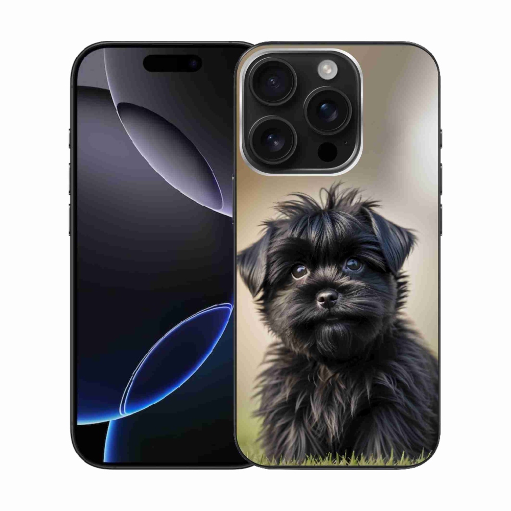 Gélový kryt mmCase na iPhone 16 Pro - roztomilý čierny psík