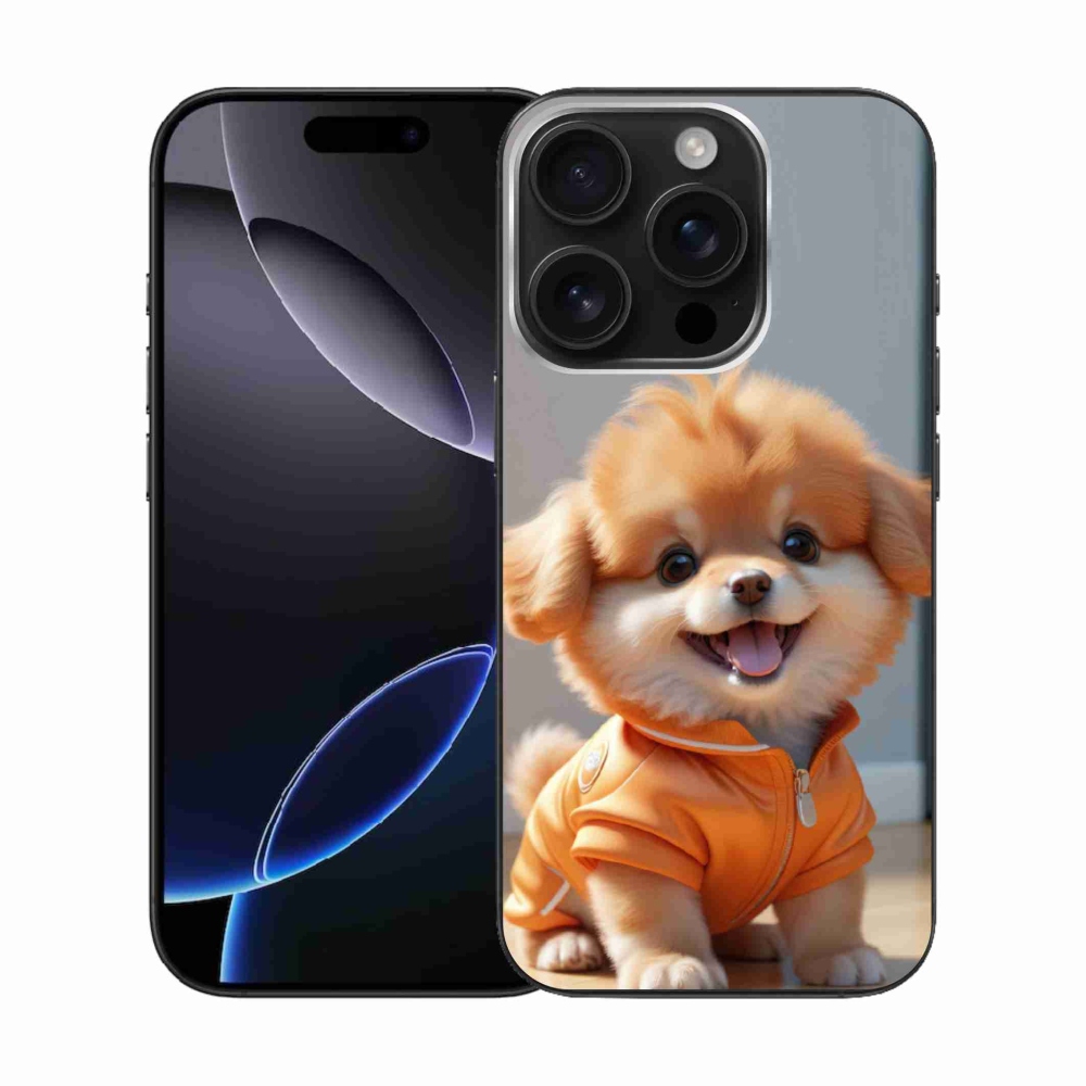 Gélový kryt mmCase na iPhone 16 Pro - roztomilý pomeranian v mikine