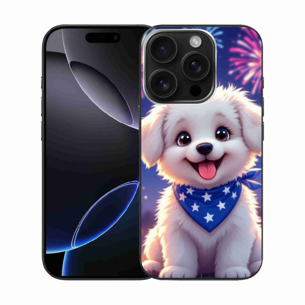 Gélový kryt mmCase na iPhone 16 Pro - slávnostné šteňa