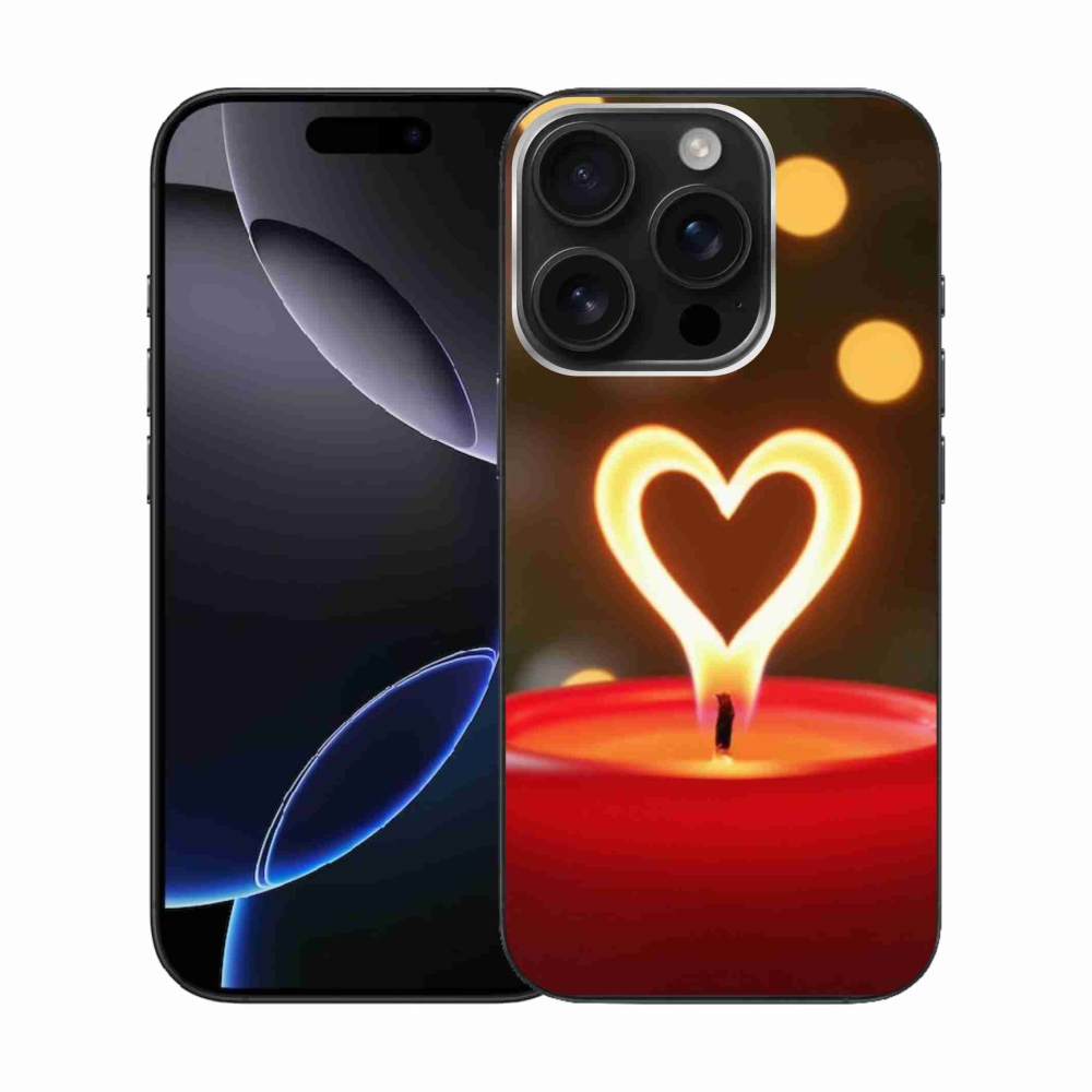 Gélový kryt mmCase na iPhone 16 Pro - srdce z plameňa